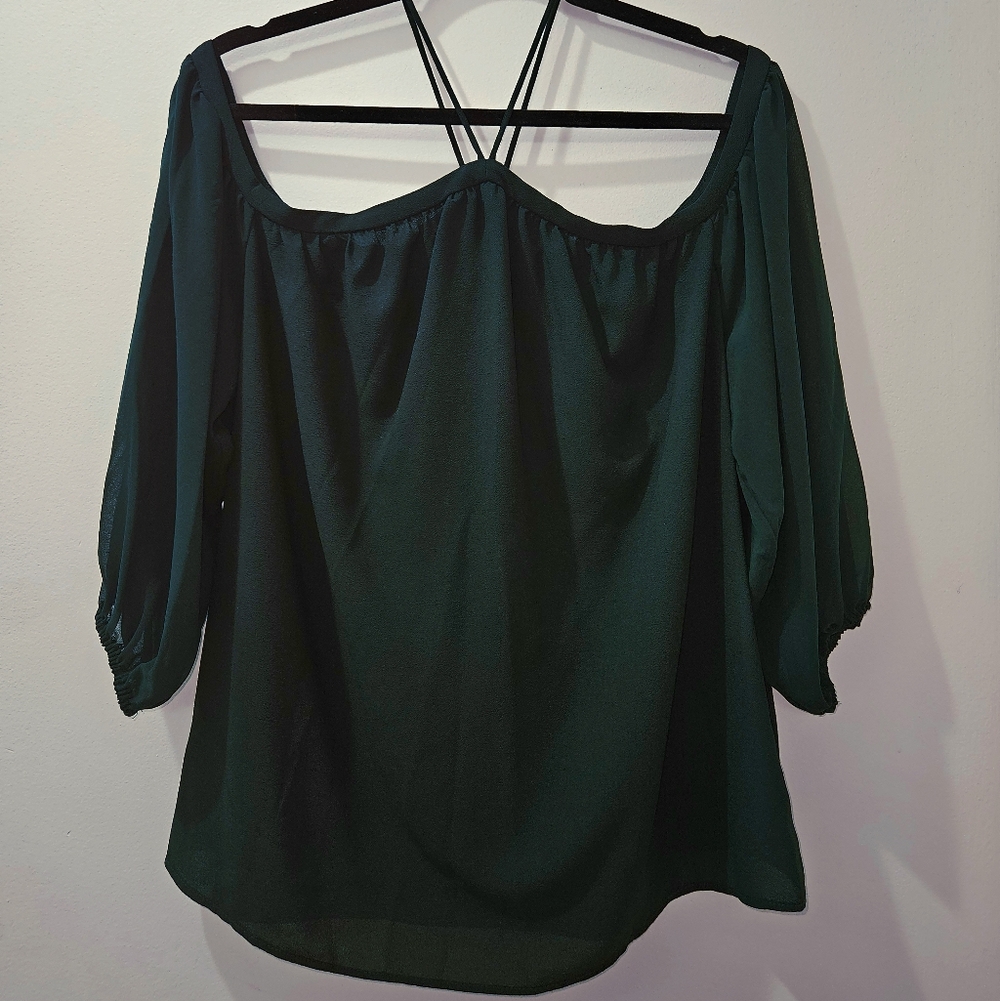 1. STATE Off The Shoulder Top, Size XL, Emerald Green, Excellent Condition!
